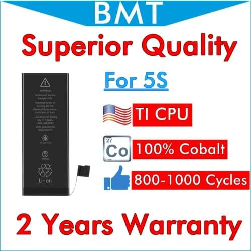 BMT Original 5pcs Battery for iPhone 5S Superior Quality 1560mAh 100% Cobalt + ILC Technology 2019 iOS 13 replace repair