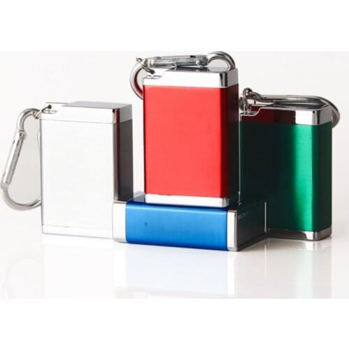 Mini Cigarette Ashtray with Key Chain Smoking Accessories Stainless Steel Portable Square Shaped Silver / Red Cigarette Supplies