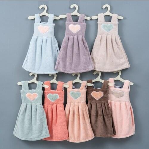 Girl Skirt Shape Towel Cute Heart Shape Coral Velvet Super Absorbent Dry Hand Towels Household Cleaning Cloth Kitchen Gadgets
