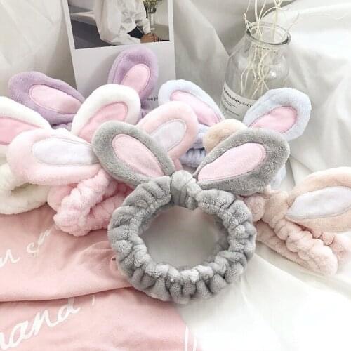 Lovely 3D Rabbit Headband Bow Elastic Hairband Wash Face Turban Girls Cute Hair Holder Ladies Hair Accessories Bunny Ear