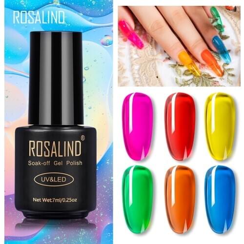 ROSALIND Glaze Glass Jelly Gel Nail Polish 7ml Hybrid Varnishes All For Manicure Soak Off Gel lak Pure Color Nail Art Design