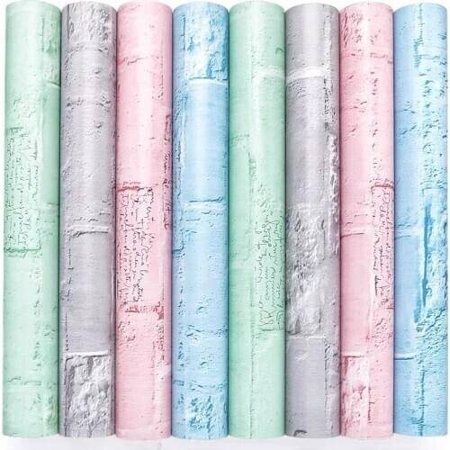 Self-adhesive wallpaper 3d brick childrens room wall around warm bedroom room decoration pink blue colorful brick wallstickers