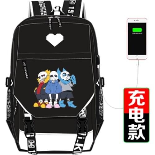Undertale Sans Papyrus Cartoon Backpack multifunction USB charging Bookbag for teenagers Men Laptop Shoulders Bag Travel Bags