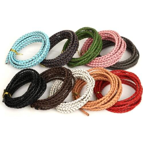 2meter/lot 3mm Genuine Leather Cord Round Braided Leather Rope For Necklace Bracelet Jewelry Making DIY Finding
