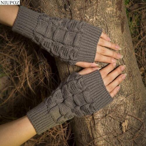 Pretty Stylish Gloves Women Female Stretch Knit Gloves Hot Winter Warm Arm Crochet Knitting warm Fingerless Gloves G5