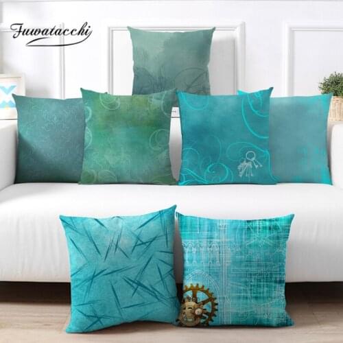 Fuwatacchi Blue Green Cushion Cover Geometric Pattern Throw Pillow Covers Decoration for Home Sofa Couch Fall Decore Pillowcases