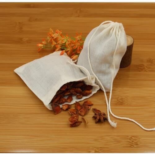 Cotton Drawstring Strainer Tea Bag Spice Food Separate Filter Bags For Drinking Tea Tools 3pcs/lot