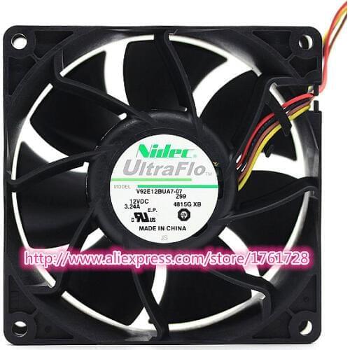 Brand new and original 92*92*38mm 9cm blower fan V92E12BUA7-07 12V 3.24A 4wires