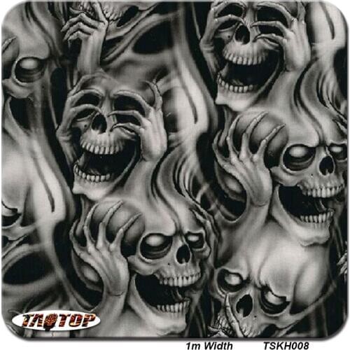 TSKH008 skull fingers hold head 1M * 10M Water Transfer Printing Films Hydro Dipping Hydrographics Film
