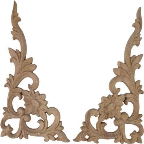 Vintage Wood Carved Decal Corner Onlay Applique Frame for Furniture Cabinet Door Home Decor Crafts Figurines Garden Decoration