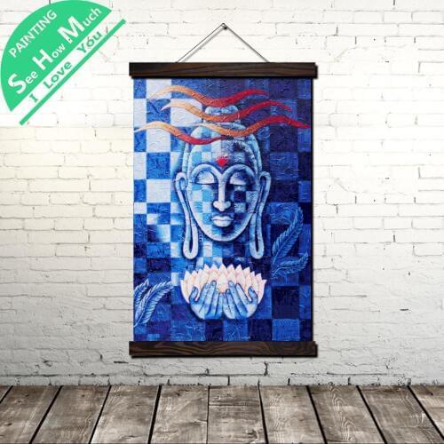 Lord Buddha Artist Scroll Painting Canvas Vintage Poster and Prints Wall Art Pictures Living Room Bedroom Farmhouse Decoration