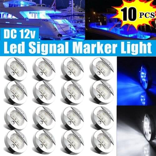 DC12V 6 LED Flush Mount Waterproof Marine Round Led Lights Boat Yacht Transom Mount Anchor Stern Lights Lamp Marker Side Light
