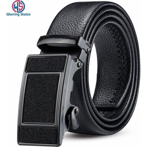 Warring States Black Belt Man Leather Belt for Men Top Quality Automatic Buckle Business Casual Male Belt 120cm Width 3.5cm