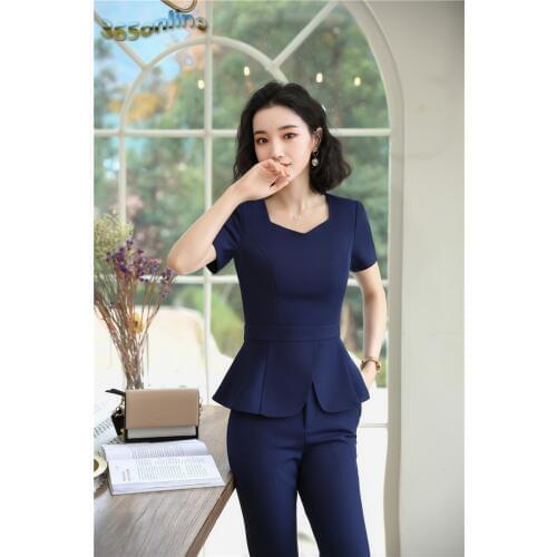 Formal Women Business Suits with 2 Piece Set Pants and Tops OL Styles Ladies Office Work Wear Professional Blazers Set Pantsuits