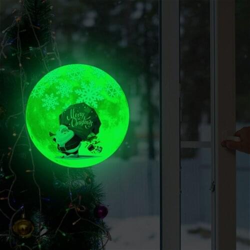Zollor Christmas Luminous Wall Sticker Snowflake Santa Claus Bedroom Background Wall Display Window Decorative Stickers