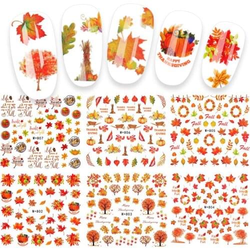 1sheet new transfer nail foil sticker Qiufeng pumpkin water transfer Nail Art Manicure silk decoration slider