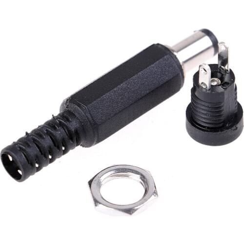 1Pair High Quality Female Plug+Male Plug Jack Socket Adapter Dc Power Supply Panel Mount Connector