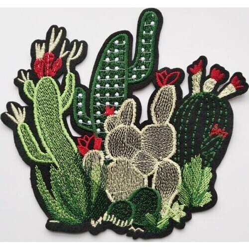 1pc New Style Cactus Applique Embroidered Iron on Plant Patches For Clothes Bag Fashion Sticker Diy Craft Repair Decoration