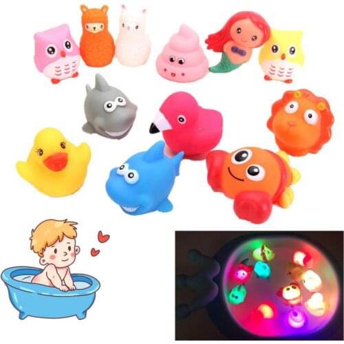1pcs Baby Bathing Toy Playing In Water Flashing Vinyl Animal Touch-sensing Luminous Bathing Floating Toy Ability Training Toy