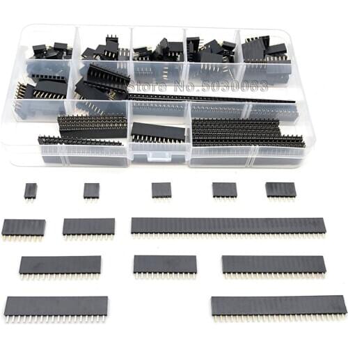 150pcs/sets 2.54mm single row pin socket Female Header connector 2/3/4/5/6/7/8/10/12/15/18/20/25/40pin PCB board combination Kit