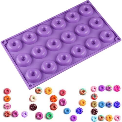 18 Mini Donuts Round Shaped Dessert Silicone Mold Chocolate Biscuit Cake Cupcake Molds Doughnut Mould