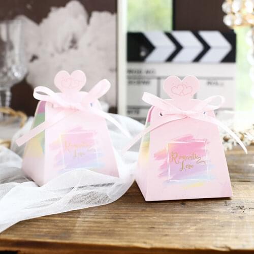 20pcs/pack Symphony sweet pink candy box wedding favors packing boxes for guests birthday party chocolate box paper Romantic