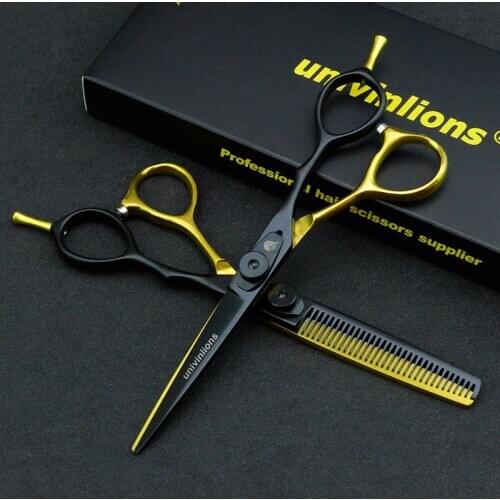 5.5/6" Hair Cutting Thinning Scissors Wrap Gift Black Golden Hairdressing Scissors Hair Salon Shears De Coiffure Barber supplies