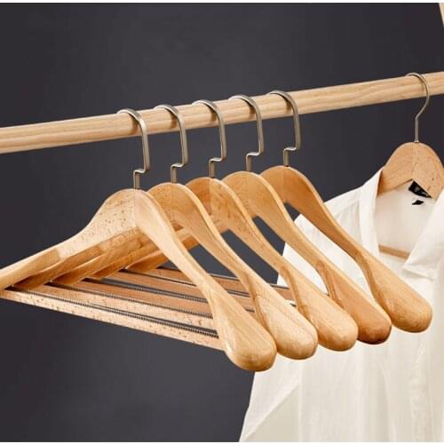 5pcs/lot Beech Wood Hangers Wooden Suits Hanger Wide Shoulder for Seamless Coat Blouses Jackets Display (30pcs or more can logo)