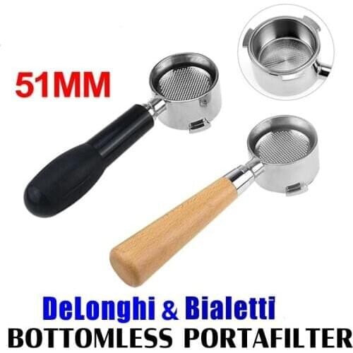 51mm Coffee Bottomless Portafilter For Delonghi EC680/EC685 Stainless Steel Replacement Filter Basket Espresso Machine Accessory