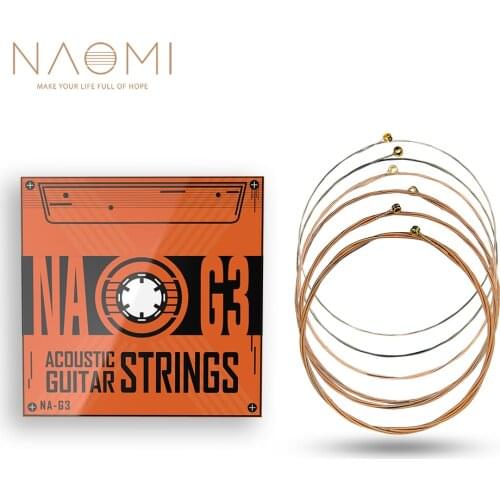 NAOMI 6pcs/1pack Professional Acoustic Guitar Strings Phosphor Bronze Coating Steel Wire .012-.053 Inch Hard Hand Feeling NA-G3