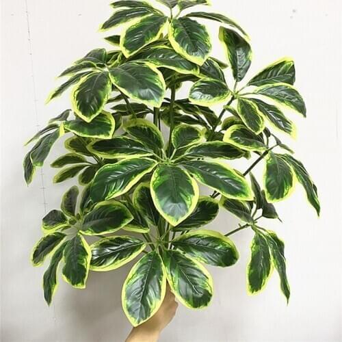 70cm18 Leaves Artificial Banyan Tree Branch Plastic Mosaic Plants Indoor DIY Landscaping Hotel Living Room New Year Home Decor