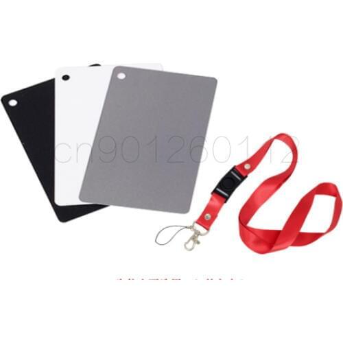 17.5cm x 12cm 3 in1 Digital Grey Card White Balance Card Strap For D5300 D5600 D3300 D500 1DX D850 D800 D810 D610 D7200 200D DSL