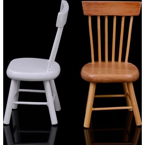 Kids Dollhouse Miniature Furniture Wooden Chair 1:12 Scale Classic Pretend Play Furniture Toys for Children