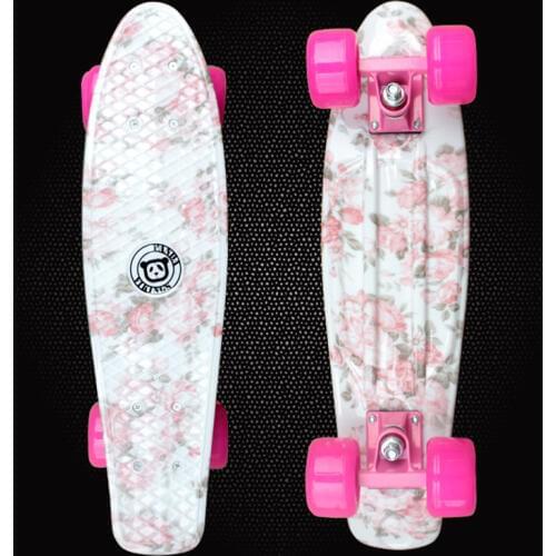 Hot Sale Flowers Printed 22" Skateboard Complete Skateboarding Mini Longboard Boy Girl Cruiser Skate Board 4 wheel skates PD04
