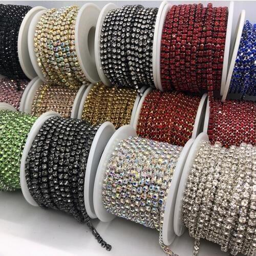 DIY AB Rhinestone Cup Chain Crystal Strass Glass Stone Sew On Rhinestones For Clothes Diamond jewelry Crafts Glitter ies jewelry