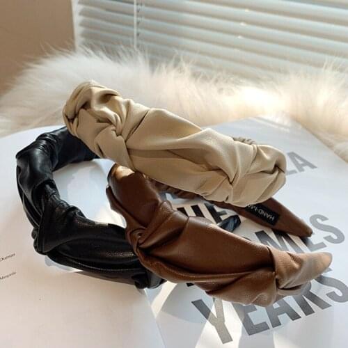 For Wash Face Women Ornaments Fashion Hair Band Pure Color Leather Korean Style Wide-brimmed Nice Gift Multi Purpose 1Pcs