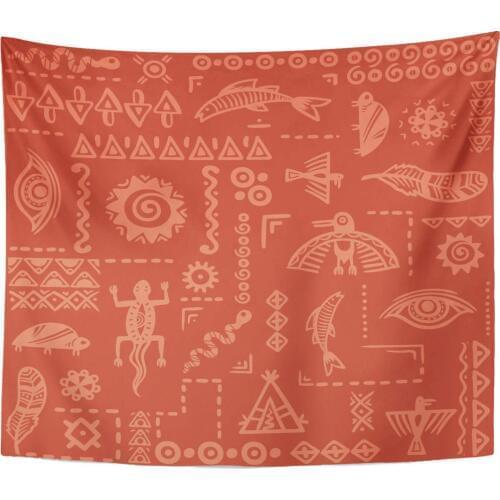 Ancient Black Abstract South African Ethnic Pattern American Arrow Aztec Home Decor Tapestry Wall Hanging for Living Room