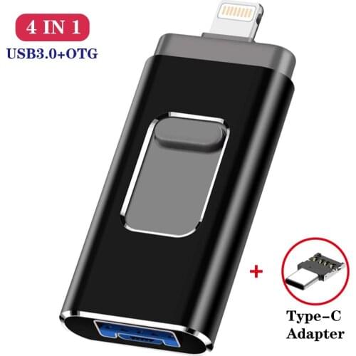 Pendrive 128GB For iPhone 12 11 X 8 8s Plus 6 6S ipad Pen drive HD memory stick 256GB Type C OTG Micro USB Flash Drive 32GB 64GB