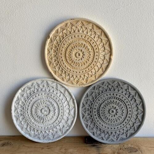 Concrete Coaster Molds Cup Holder Tray Molds Flower Pattern Round Coaster Tray Molds