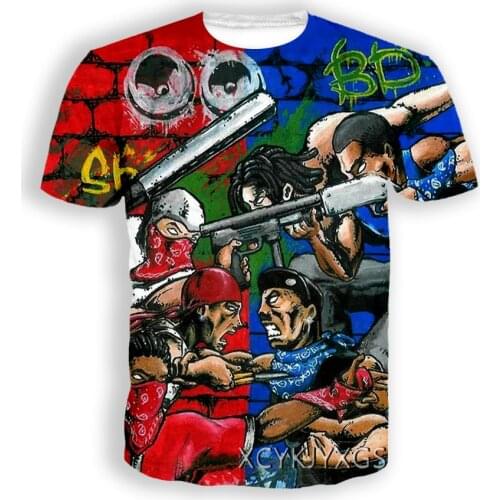 New Men/Women 3D Printed T-Shirt Blood gang Short Sleeve Fashion T Shirt Sport Pullover Summer Tops L07