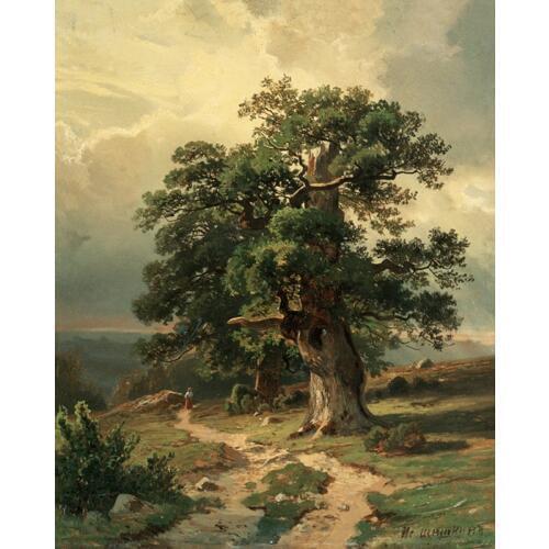 Free shipping Russian painter Shishkin tree road landscape oil painting canvas painting on canvas wall art decoration pictures