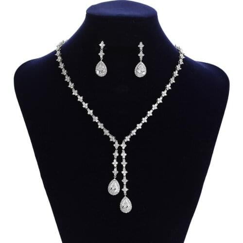 Jewelry Sets HADIYANA Romantic Simple Necklace And Earrings Set 2pcs Women Wedding Jewelry Sets Zircon CN991 Conjunto de joyas
