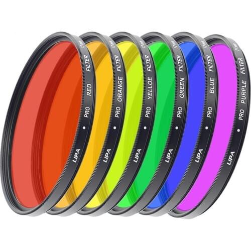 Round Color Filter 49-82mm Red Orange Yellow Green Blue Purple Panchromatic SLR Camera Color Filter