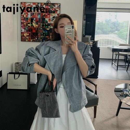 Genuine Real Vintage Leather Women Jacket 100% Sheepskin Coat Korean Moto Women Coats Female Clothes C20D02081 WPY430