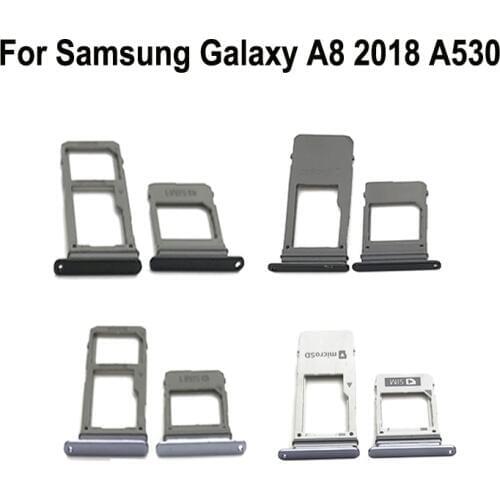 Phone SIM Tray For Samsung A8 2018 A530 A530F Galaxy A8 A530N A530W Original Housing New Micro SD Card Tray Adapter Holder