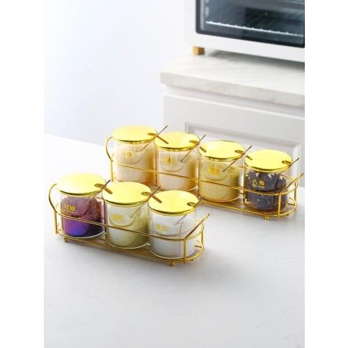 LuxurySugar Seasoning Jar Set Salt Glass Modern Storage Seasoning Jar Household Sealed Rangement Cuisine Kitchen Supplies DF50S