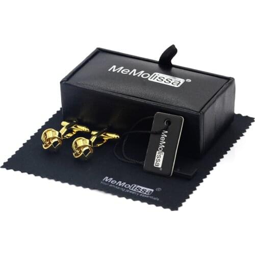 MeMolissa Display Box Cufflinks Vintage Knot Gold Cufflinks Wedding Cufflinks High Quality Men Jewelry Free Tag & Wipe Cloth