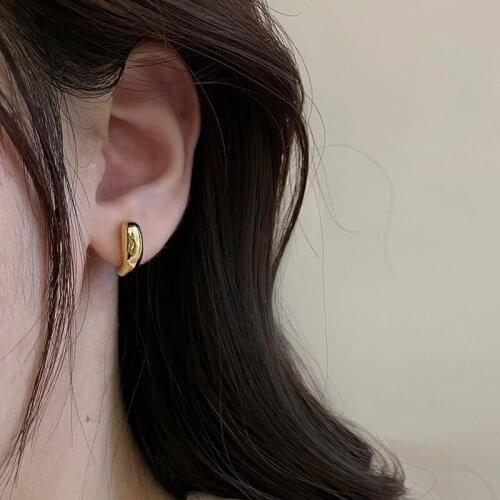 Minimalist Gold Silver Color Geometric Dome Water Stud Earrings for Women Vintage Smooth Dot Earring Korean Fashion Jewelry
