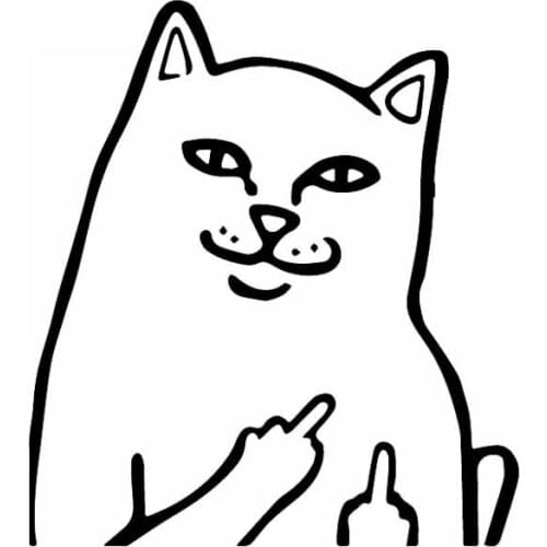 Cartoon Car Sticker Rude Funny Cat Vinyl Decal Windows Decoration Accessories for Mercedes Motorcycle Black/Silver,15cm*14cm