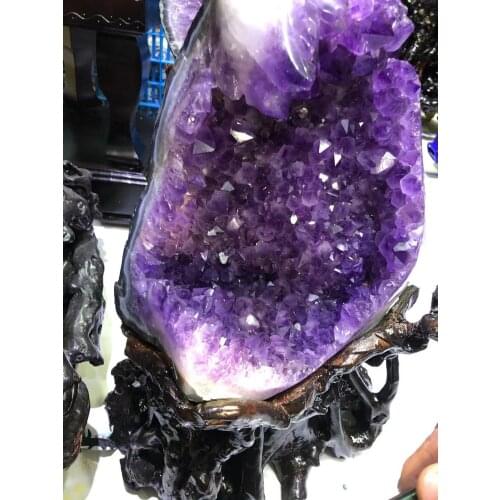 Natural amethyst hole decoration demagnetization purification transfer Fortune town house corsage basin feng Shui stone